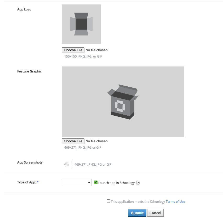 Screenshot of Images section of App Publisher page